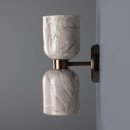 Sakura Marbled Ceramic and Brass Double Wall Light