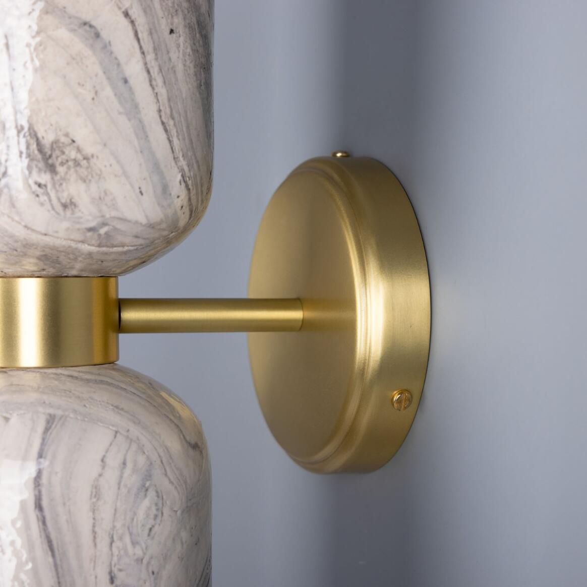 Sakura Marbled Ceramic and Brass Double Wall Light
