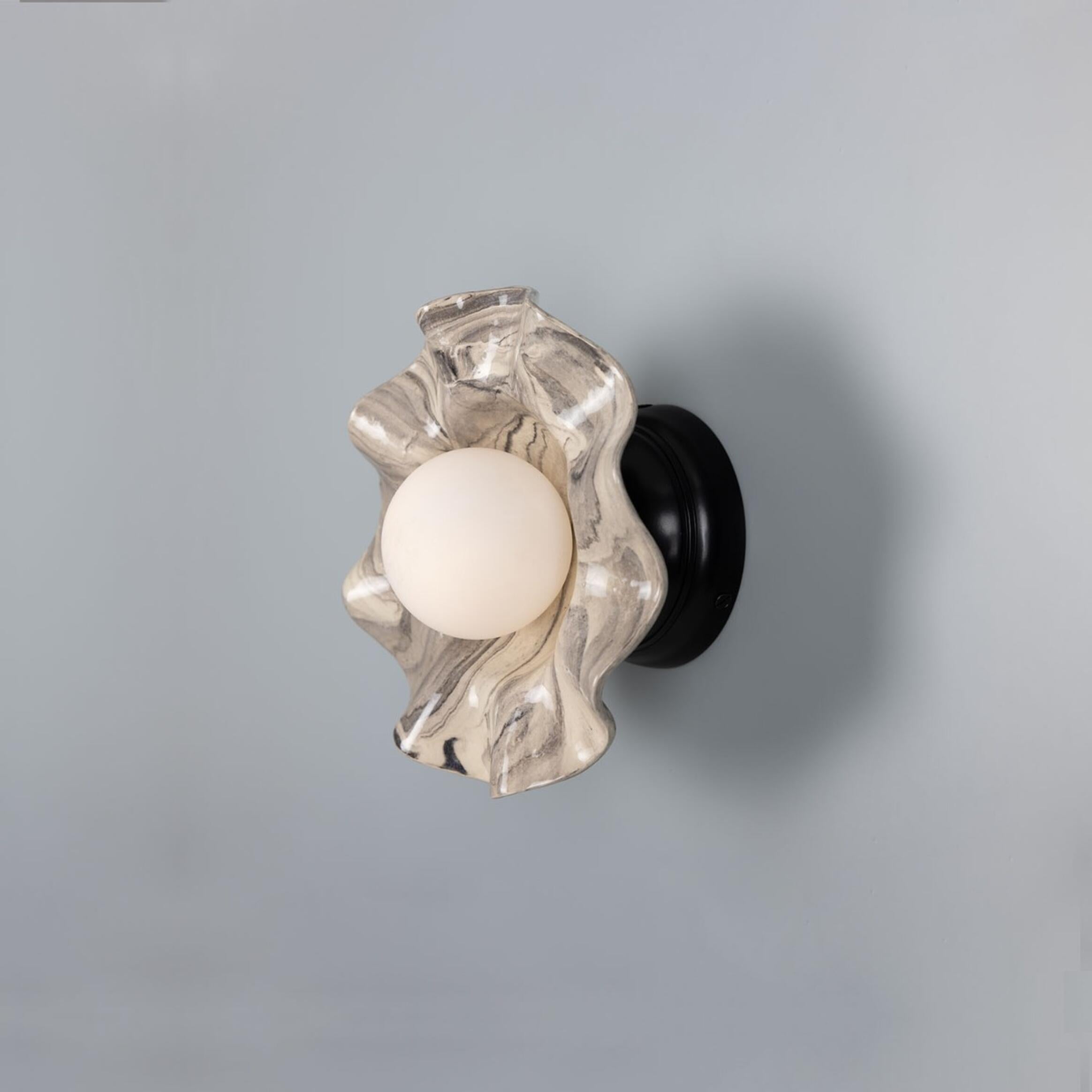 Rivale Wall Light with Wavy Marbled Ceramic Shade, product shot