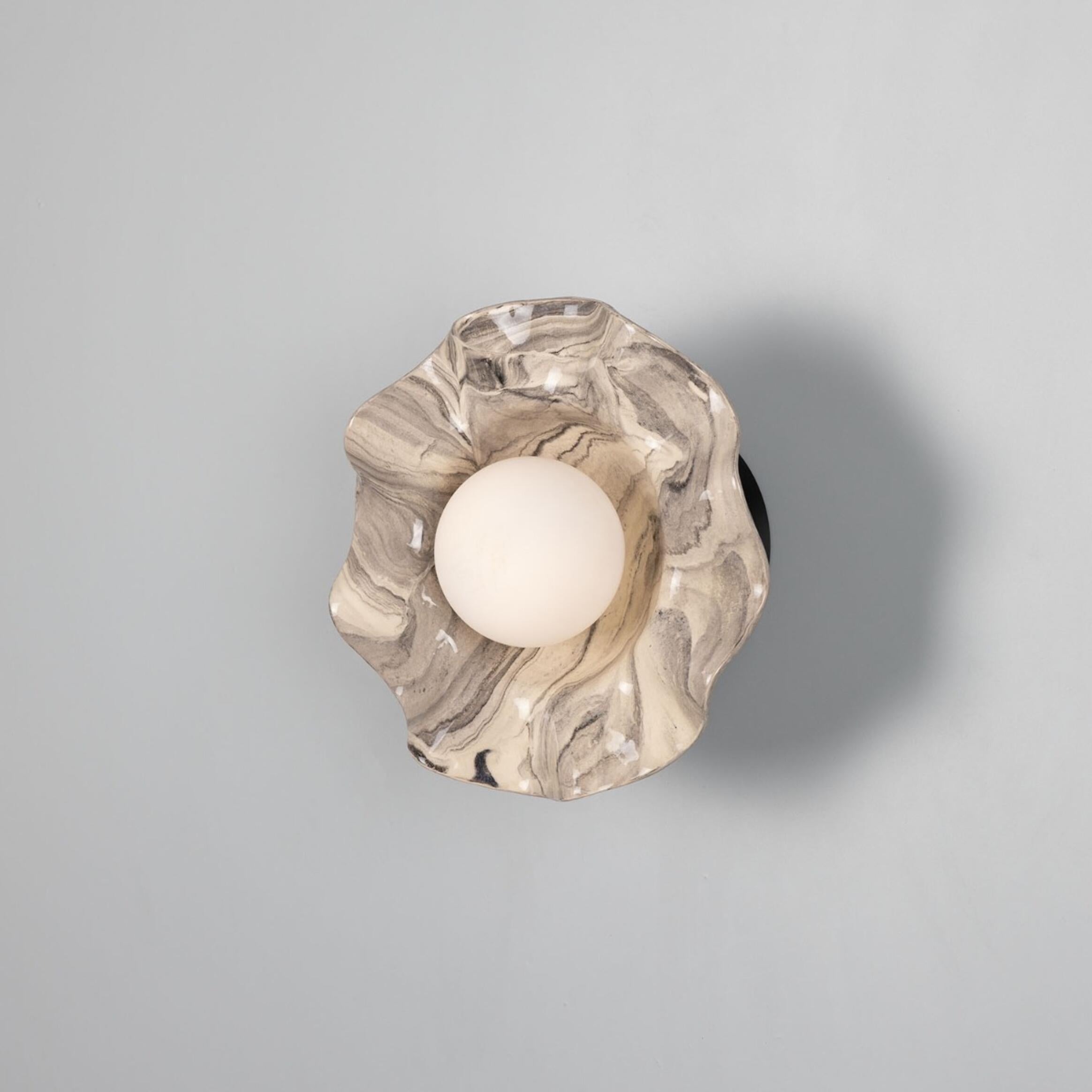 Rivale Wall Light with Wavy Marbled Ceramic Shade, product shot 