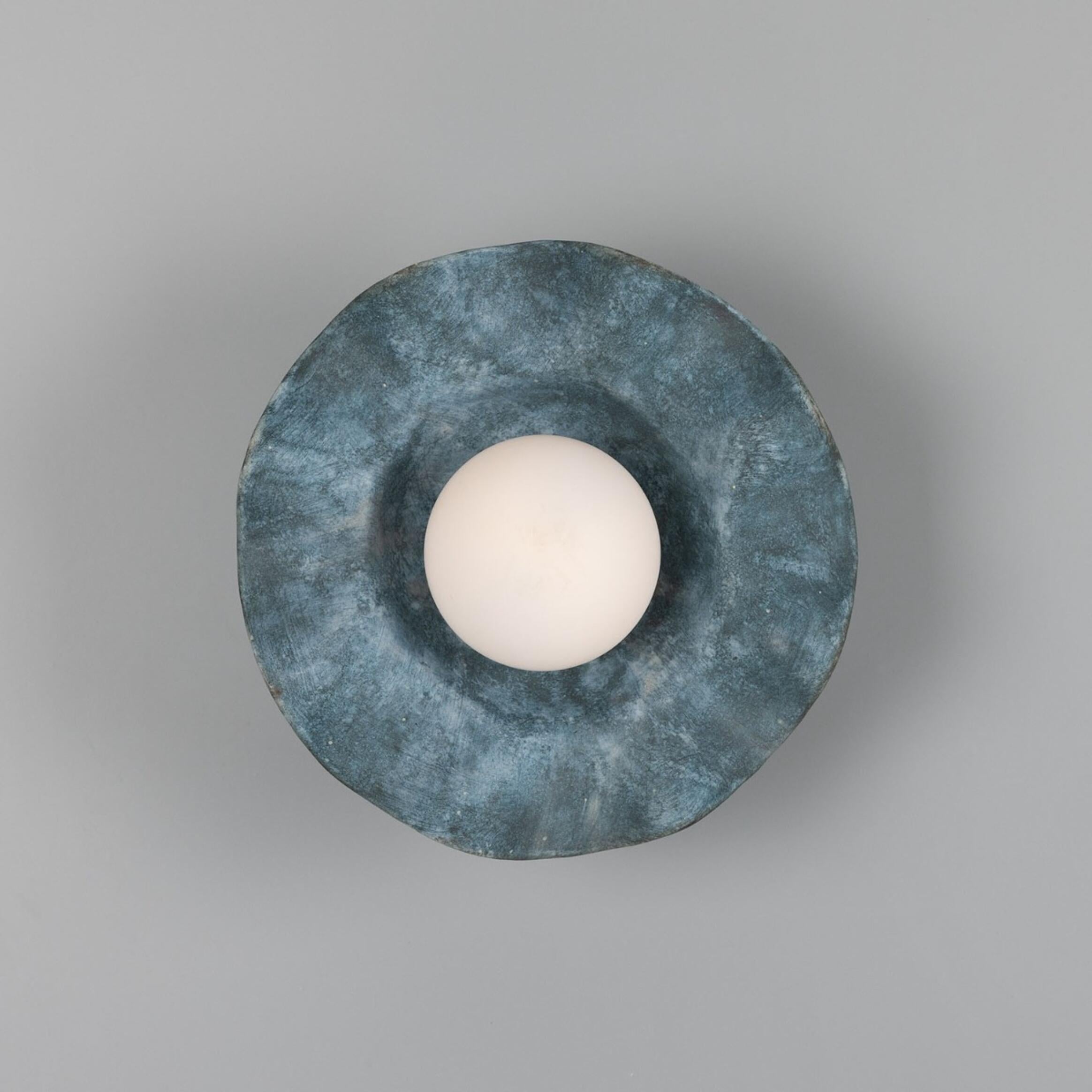 Rivale Wall Light with Wavy Ceramic Shade, Blue Earth, product shot