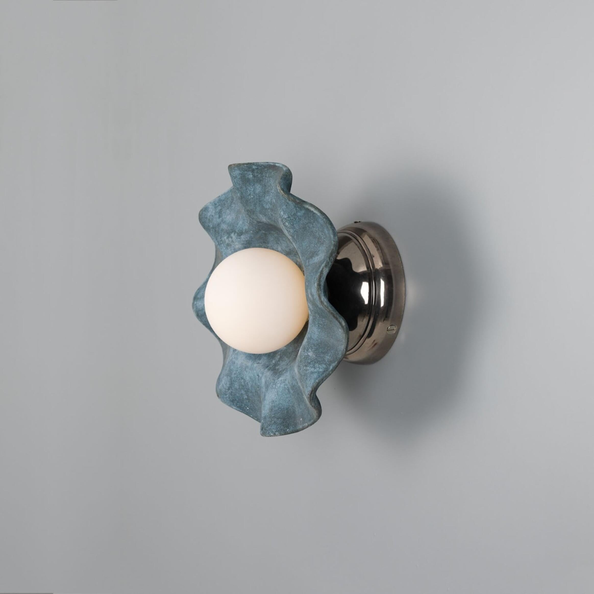 Rivale Wall Light with Wavy Ceramic Shade, Blue Earth, product shot