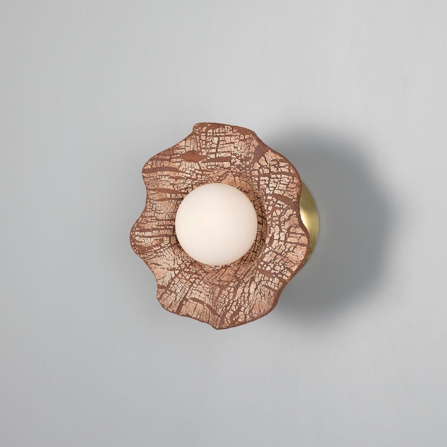 Rivale Wall Light with Wavy Ceramic Shade, Red Iron