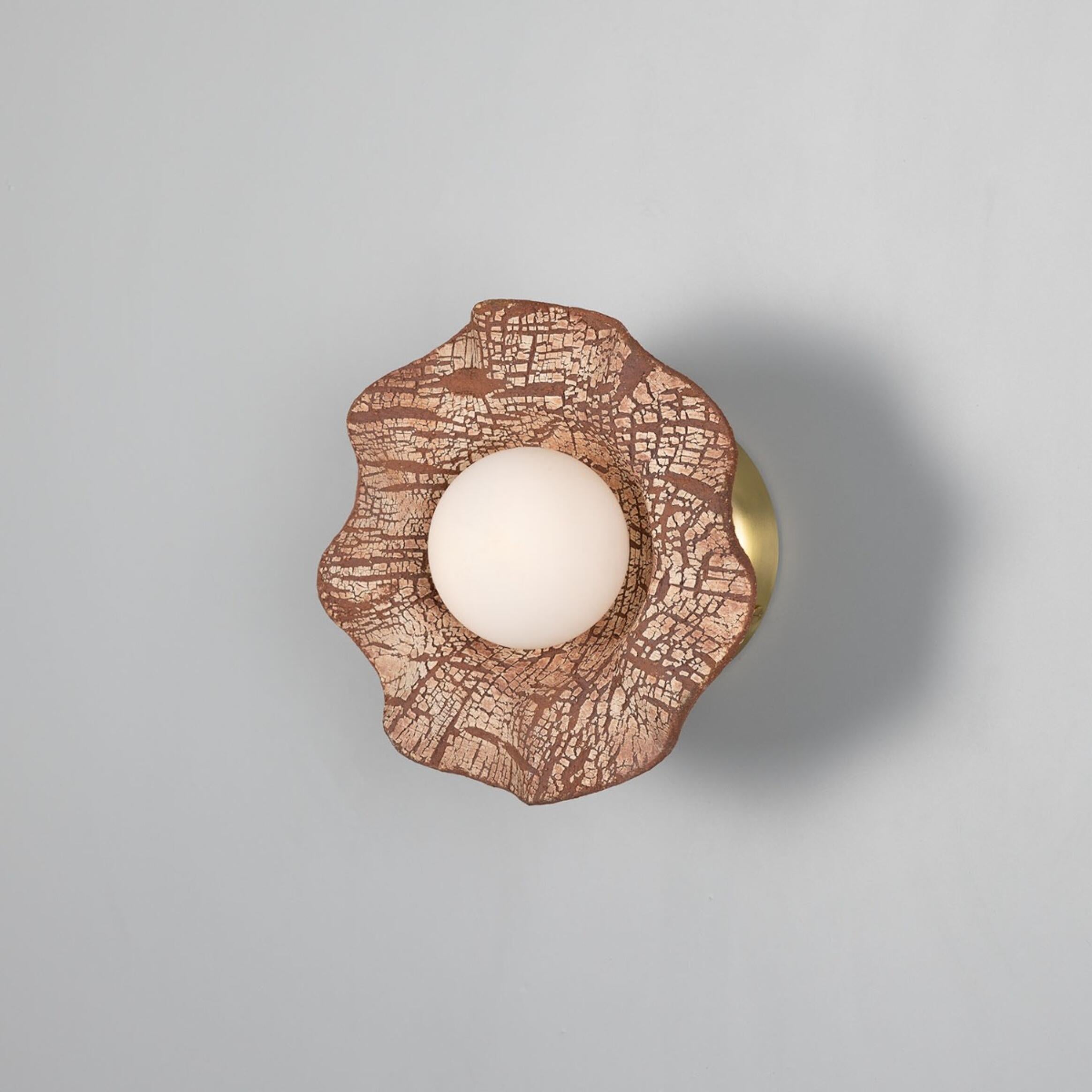 Rivale Wall Light with Wavy Ceramic Shade, Red Iron