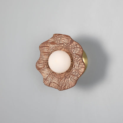 Rivale Wall Light with Wavy Ceramic Shade, Red Iron