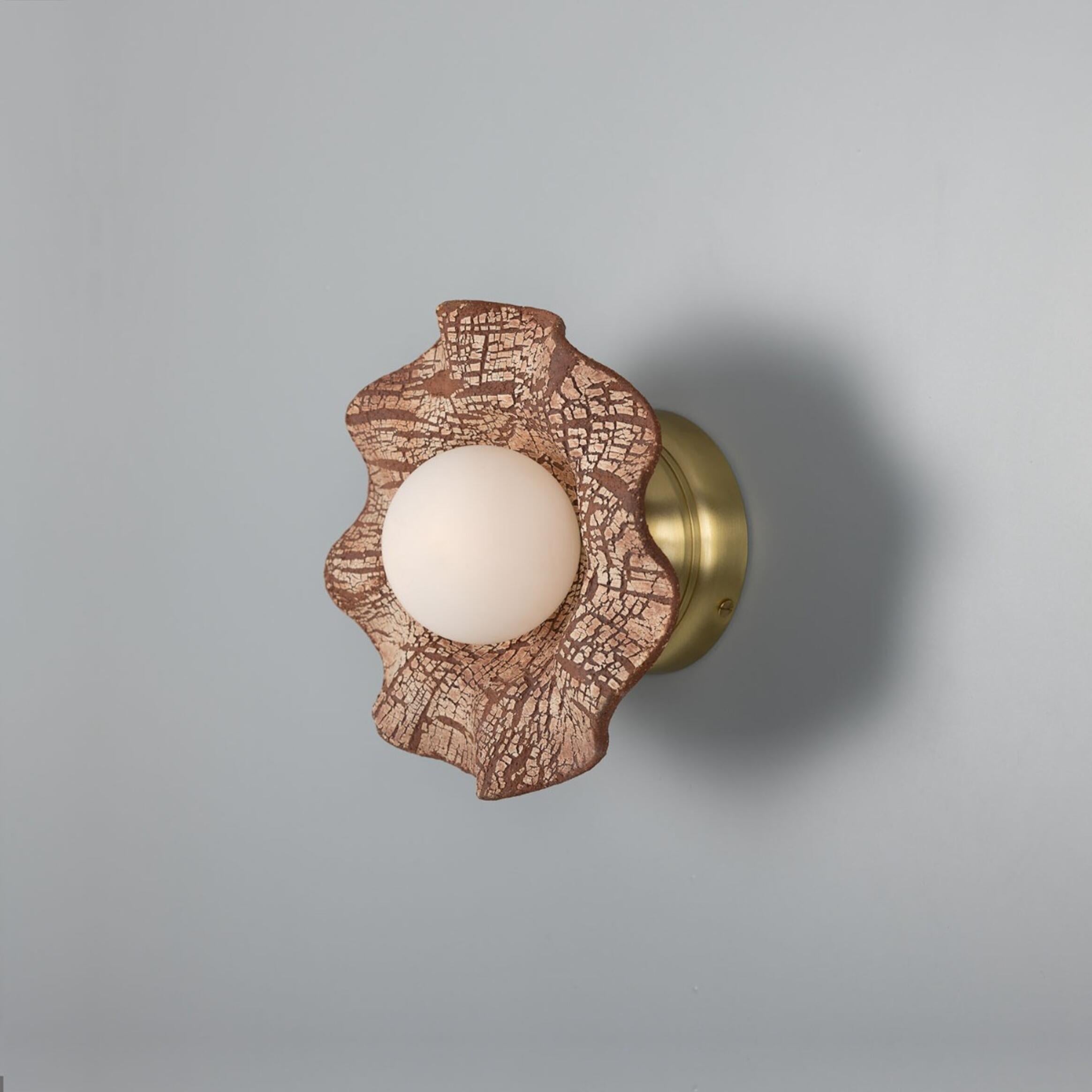 Rivale Wall Light with Wavy Ceramic Shade, Red Iron