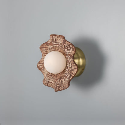 Rivale Wall Light with Wavy Ceramic Shade, Red Iron