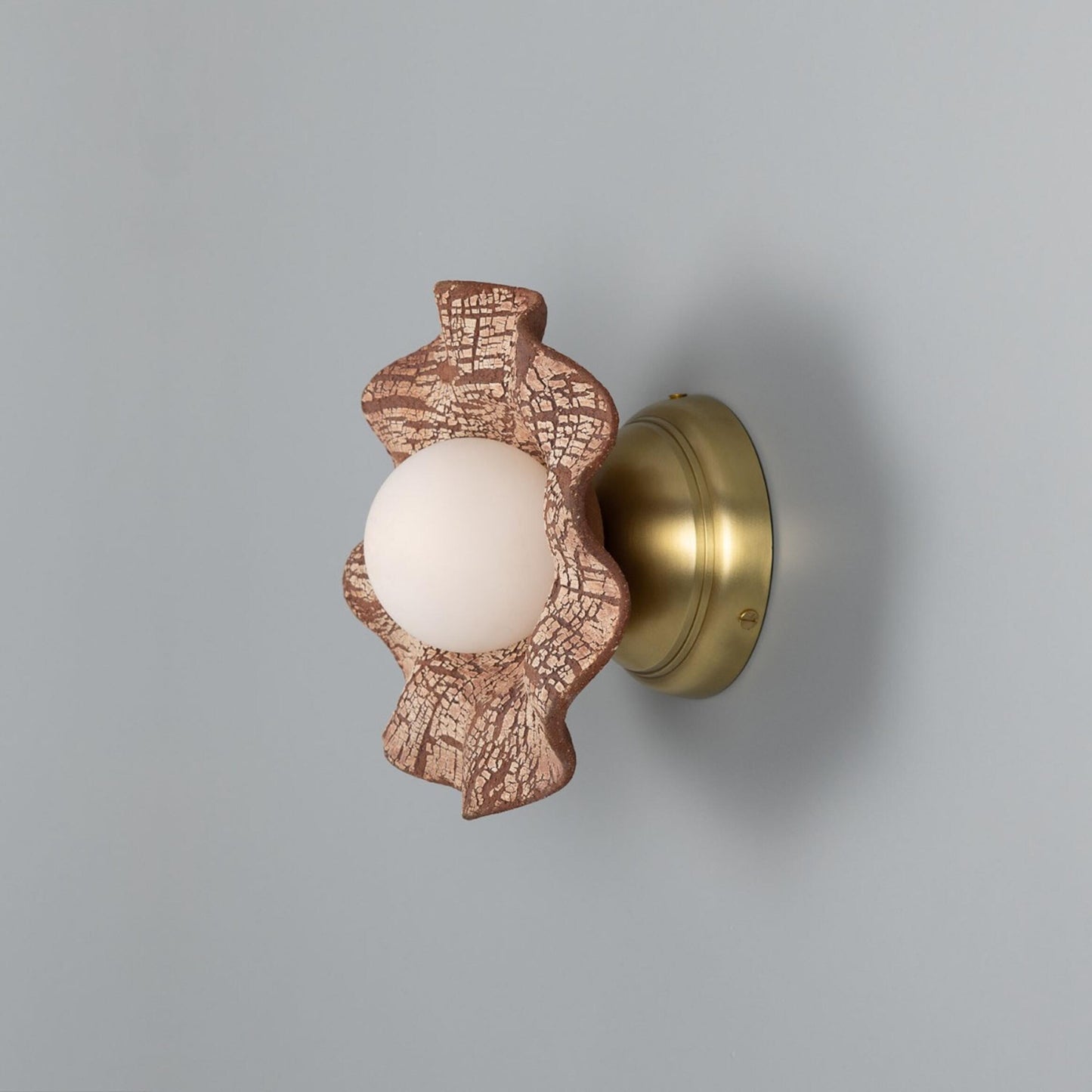 Rivale Wall Light with Wavy Ceramic Shade, Red Iron