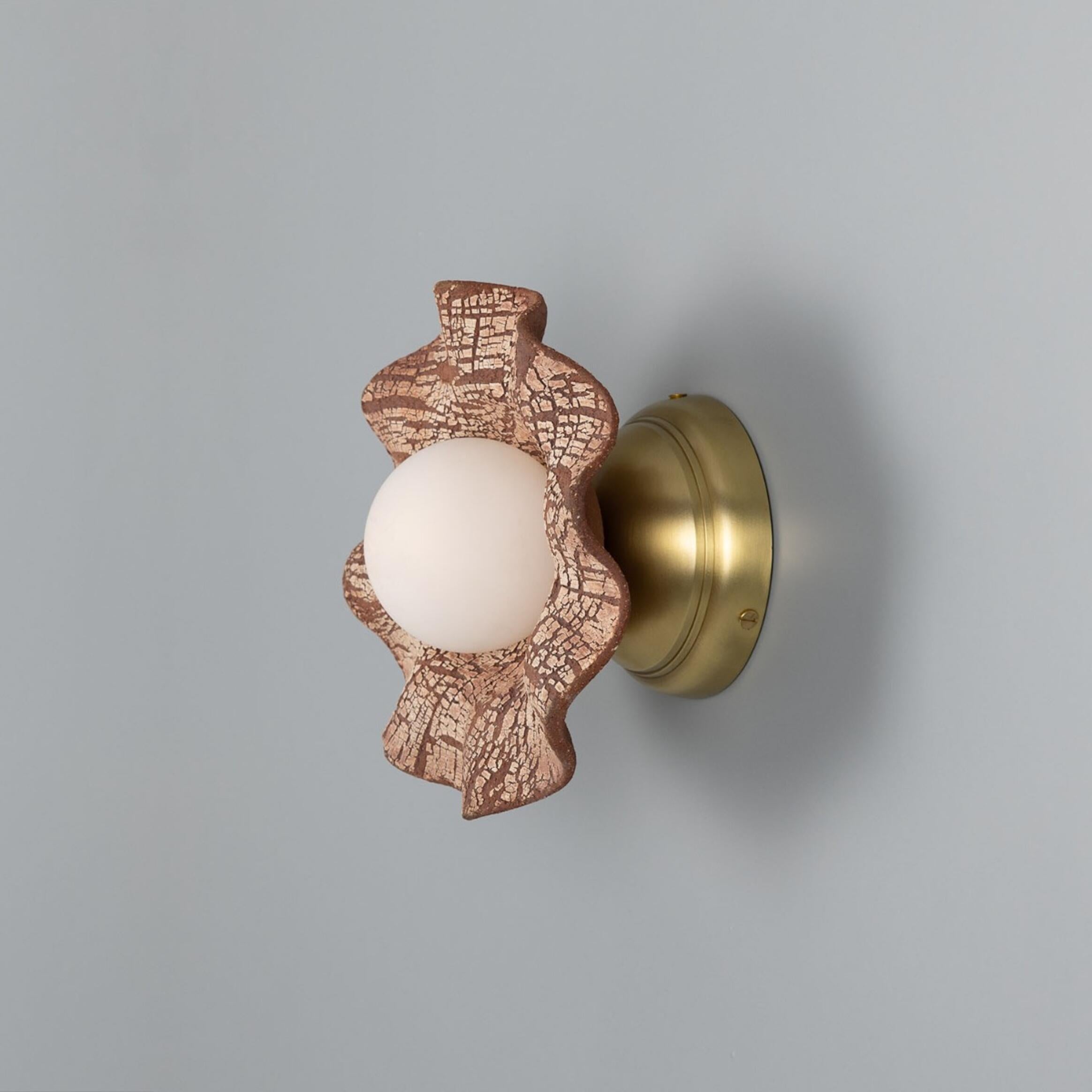 Rivale Wall Light with Wavy Ceramic Shade, Red Iron