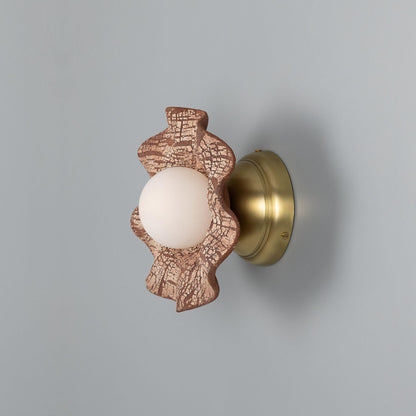 Rivale Wall Light with Wavy Ceramic Shade, Red Iron