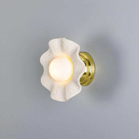 Rivale Wall Light with Wavy Ceramic Shade, Matte White Striped, product shot