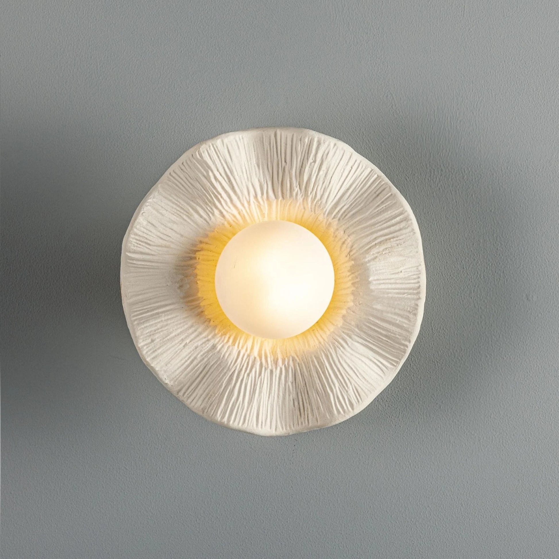 Rivale Wall Light with Wavy Ceramic Shade, Matte White Striped, product shot