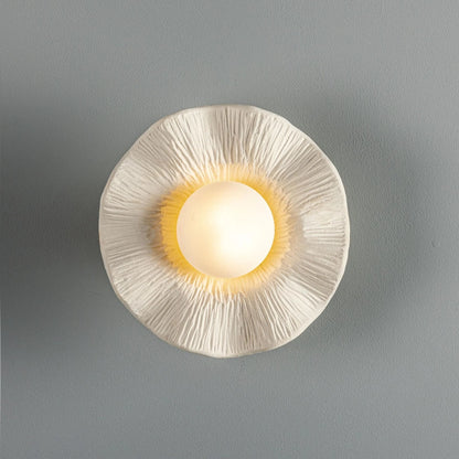 Rivale Wall Light with Wavy Ceramic Shade, Matte White Striped, product shot