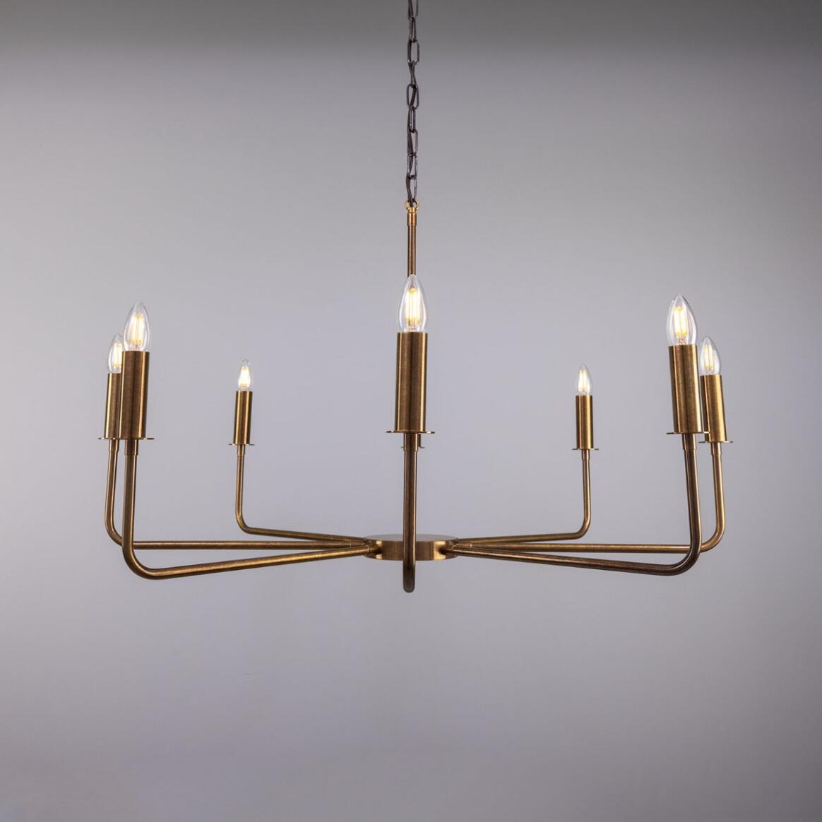 Irvine Modern Brass Chandelier, Eight-Light