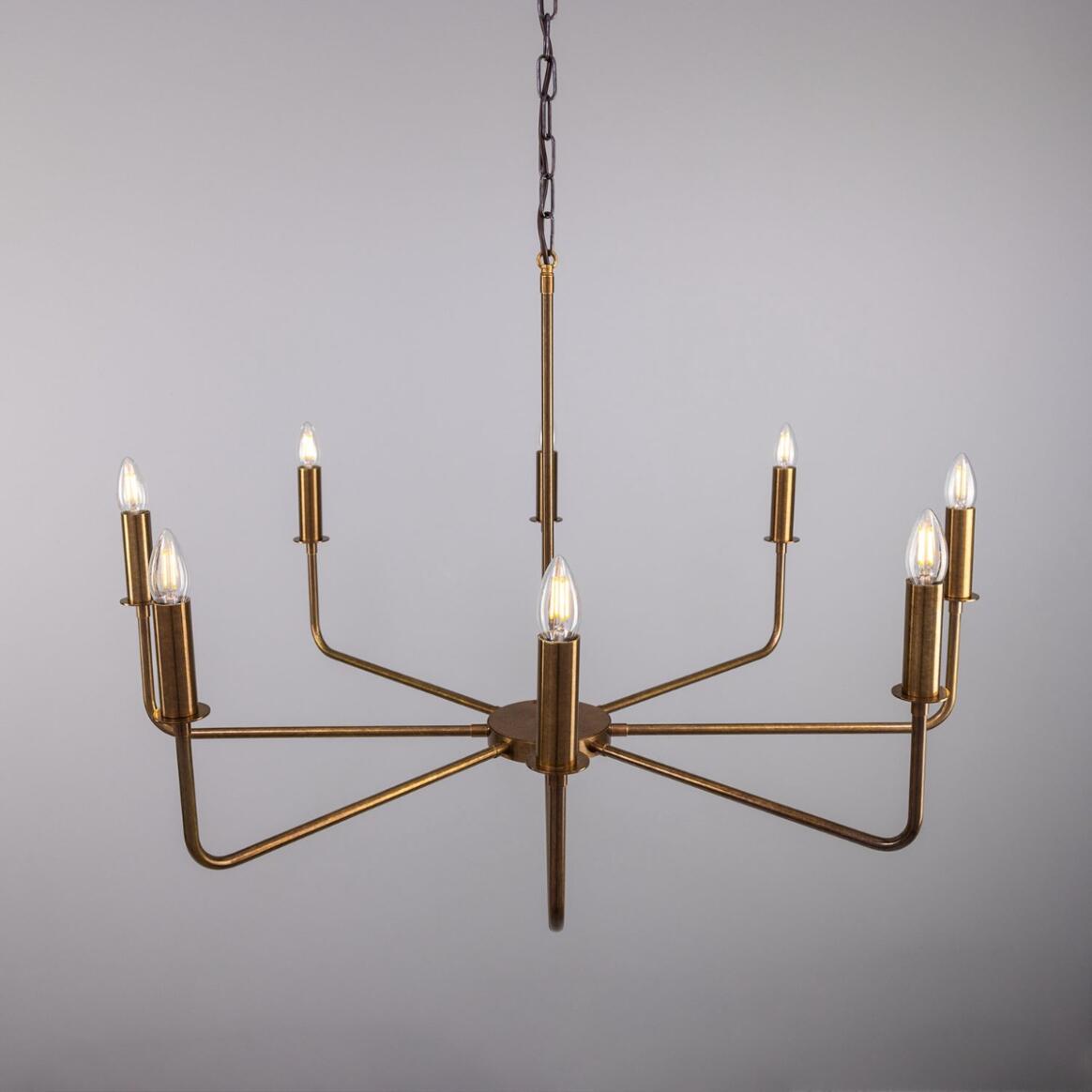 Irvine Modern Brass Chandelier, Eight-Light