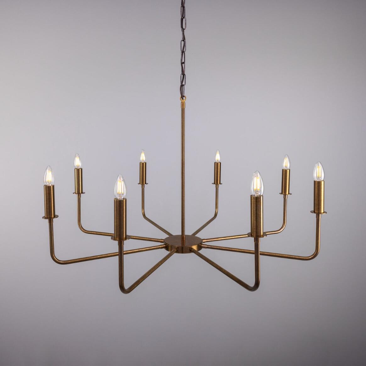 Irvine Modern Brass Chandelier, Eight-Light