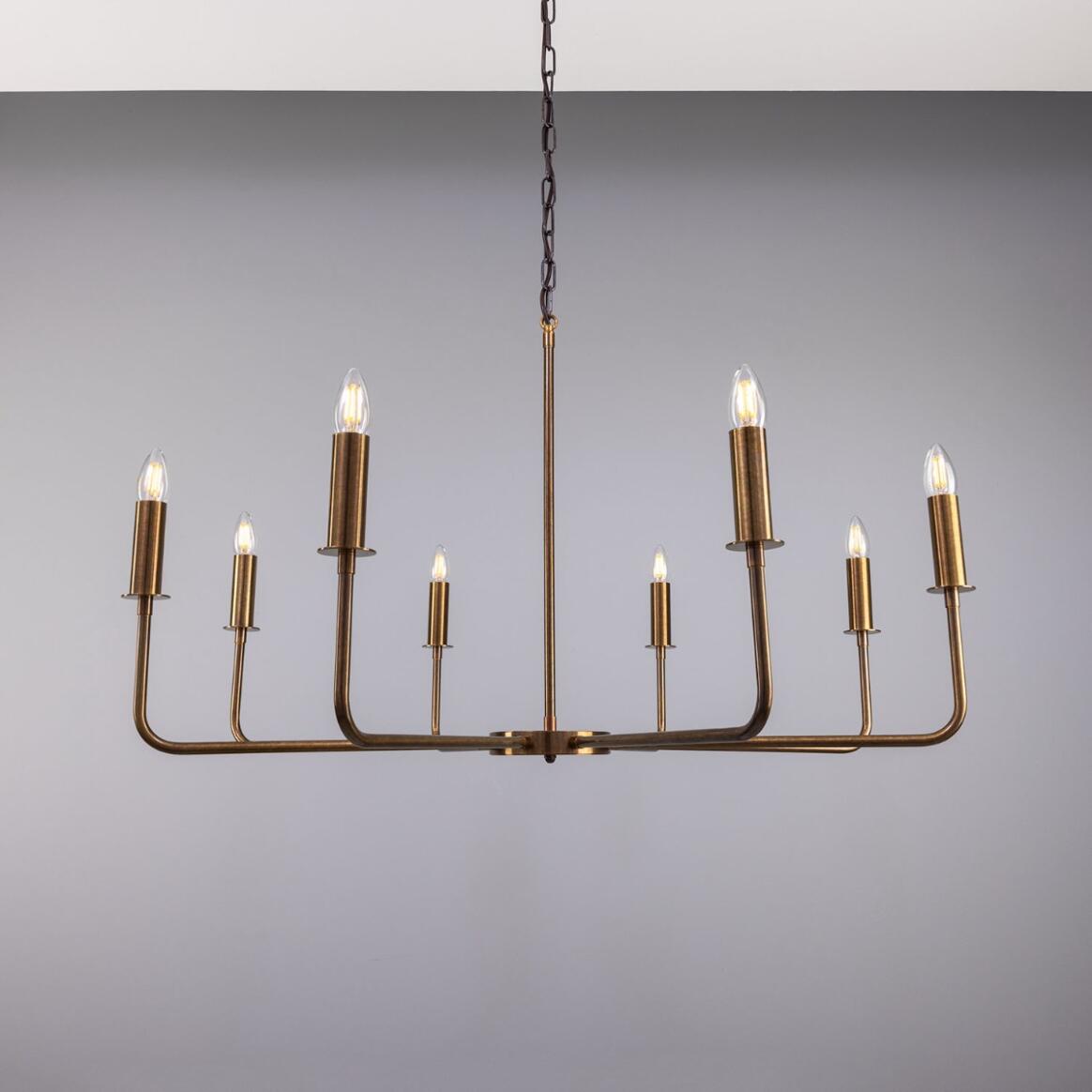 Irvine Modern Brass Chandelier, Eight-Light