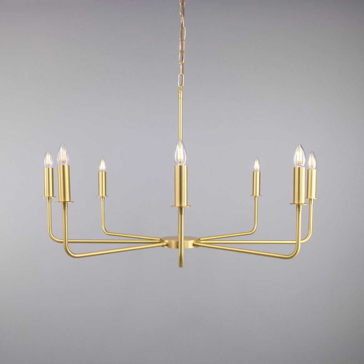 Irvine Modern Brass Chandelier, Eight-Light
