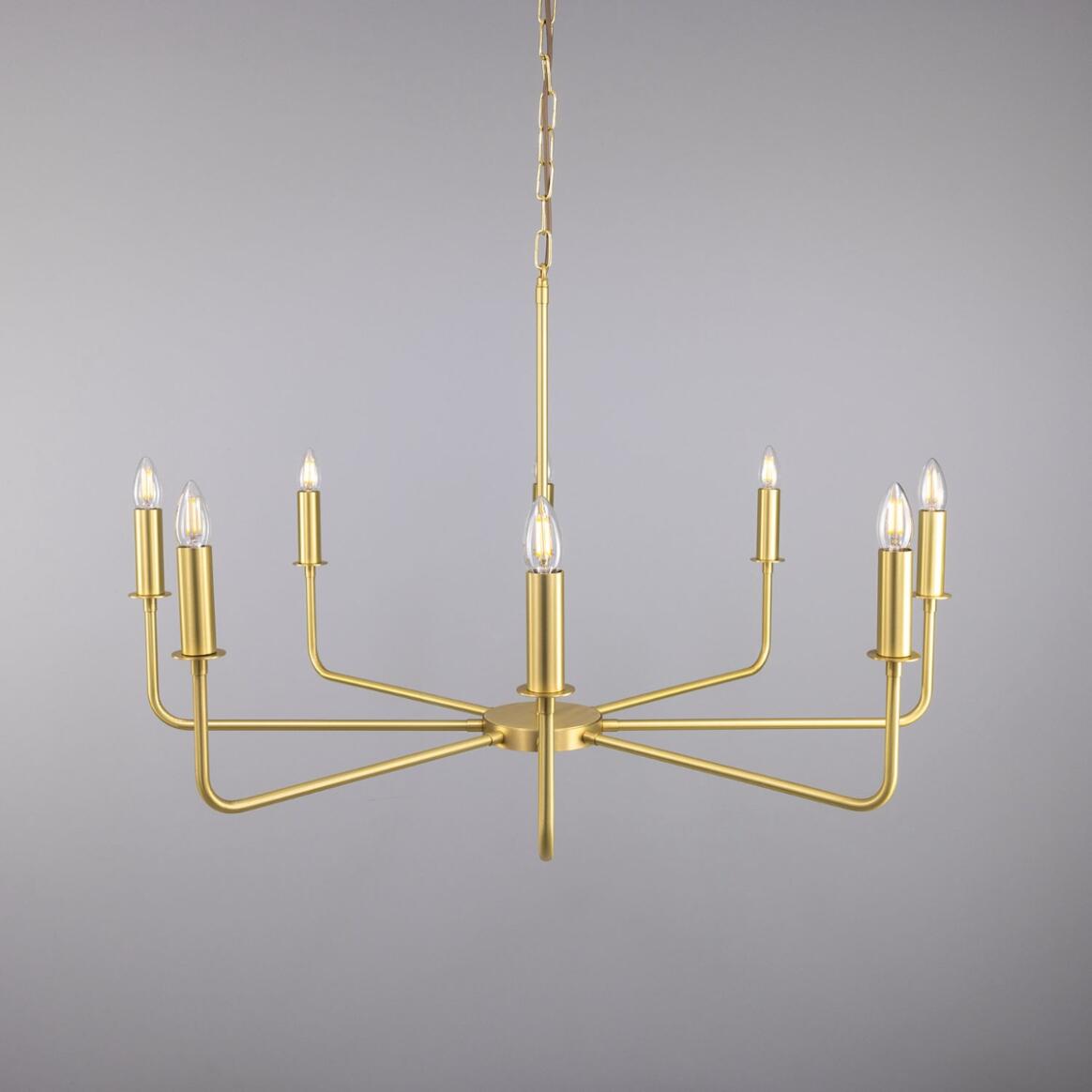 Irvine Modern Brass Chandelier, Eight-Light