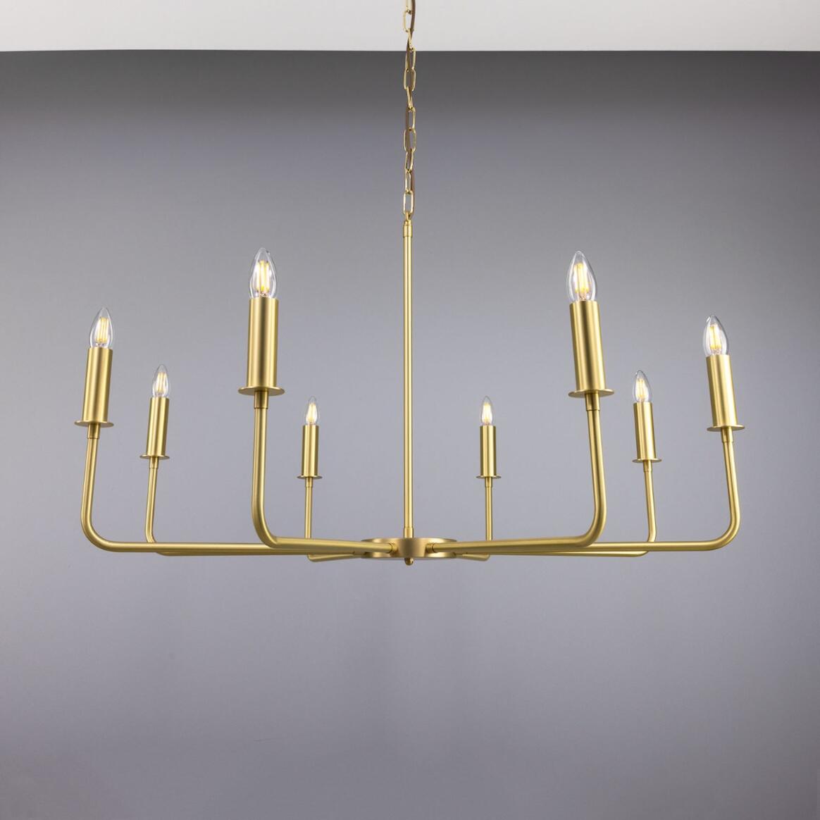 Irvine Modern Brass Chandelier, Eight-Light