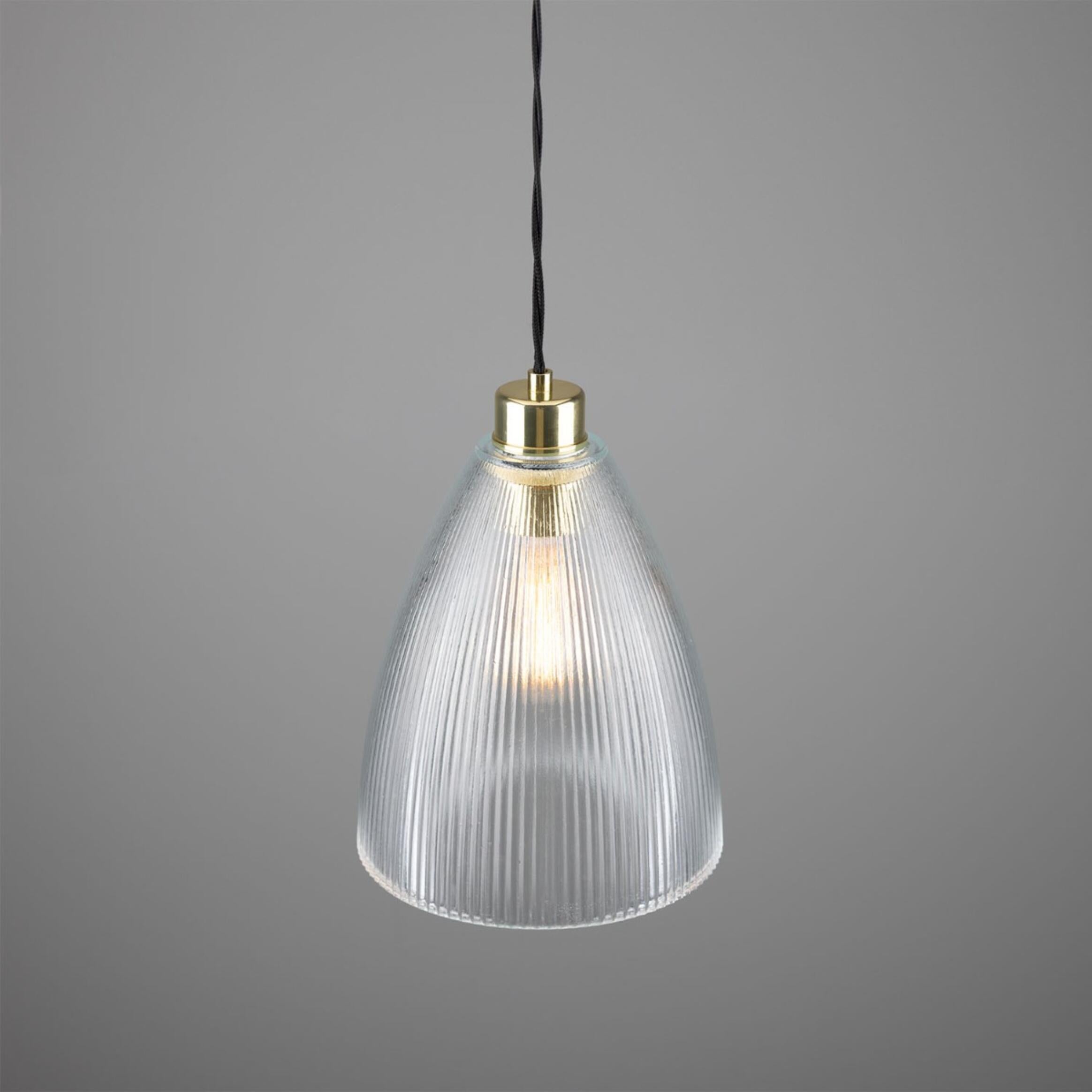 Corvera Holophane Glass Pendant Light 20cm