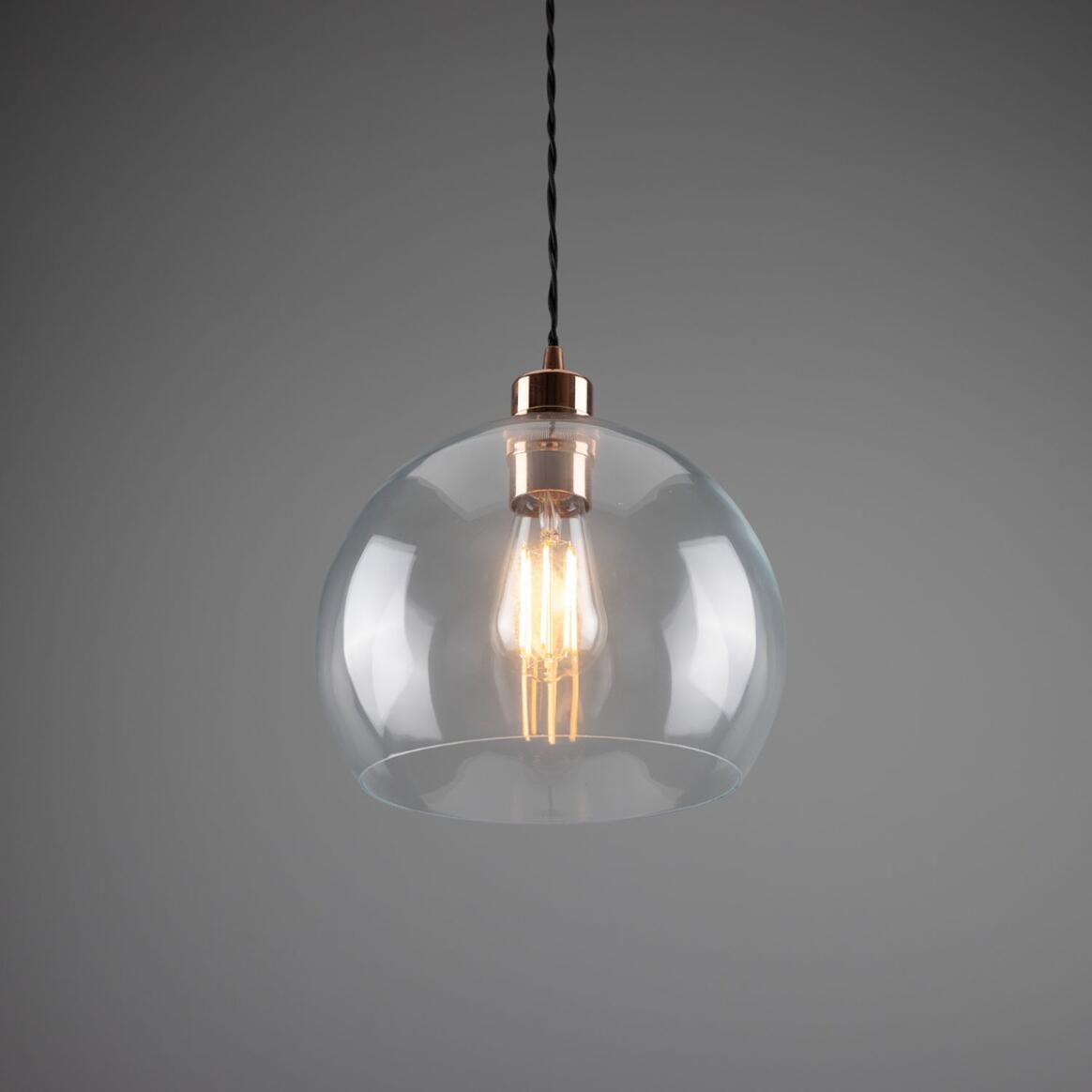 Eden Clear Open Glass Globe Pendant Light 25cm
