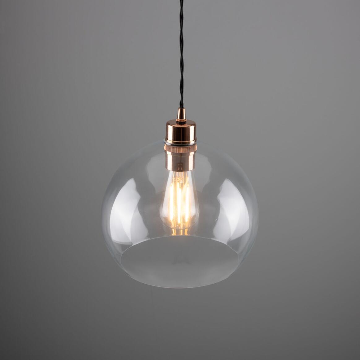 Eden Clear Open Glass Globe Pendant Light 25cm