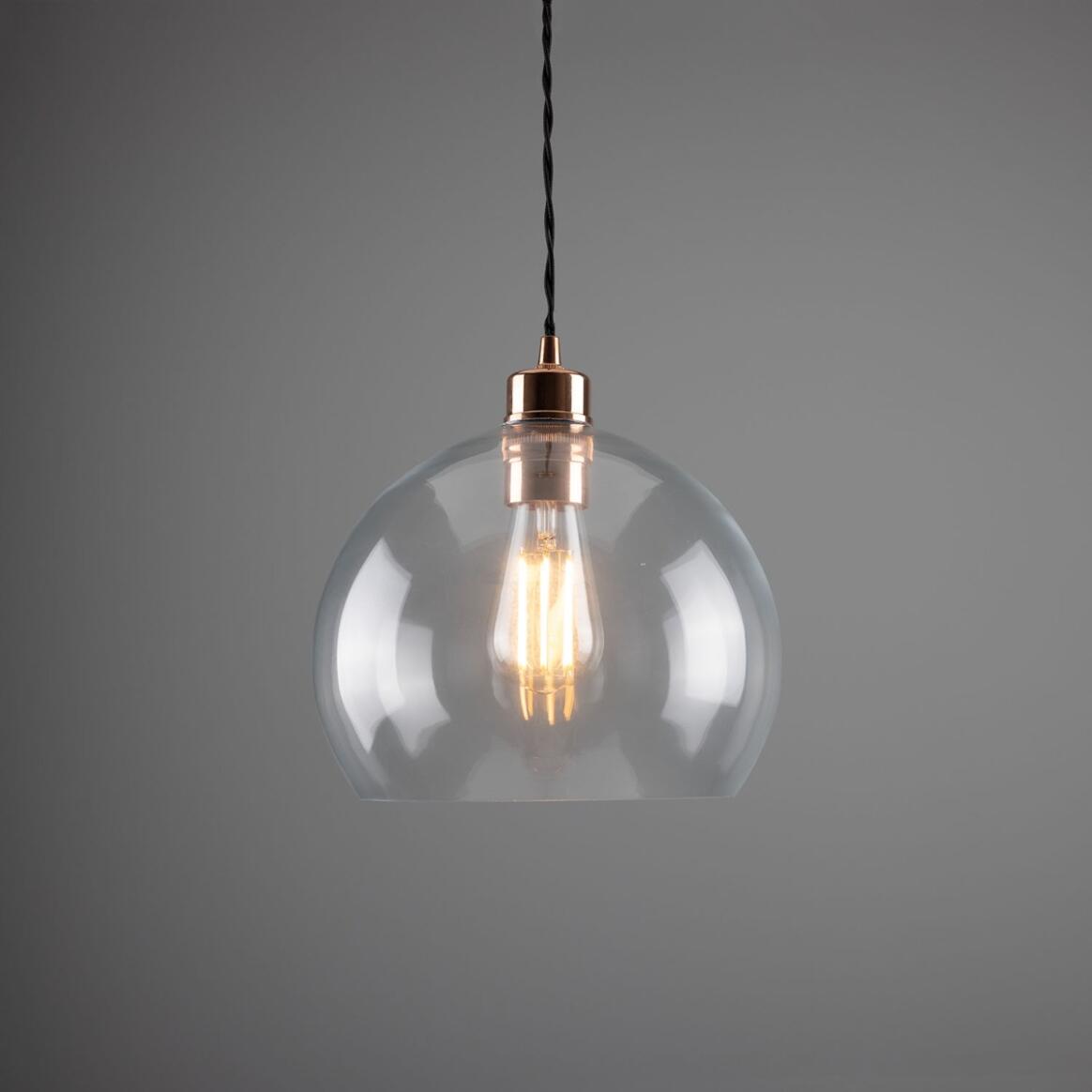 Eden Clear Open Glass Globe Pendant Light 25cm