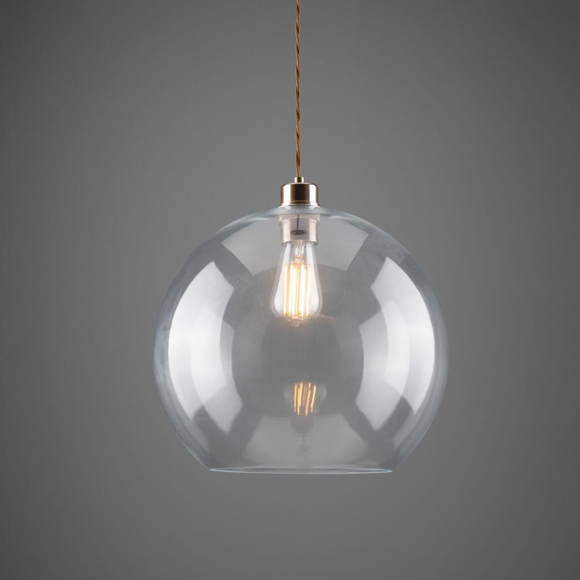 Eden Large Clear Open Glass Globe Pendant Light 35cm