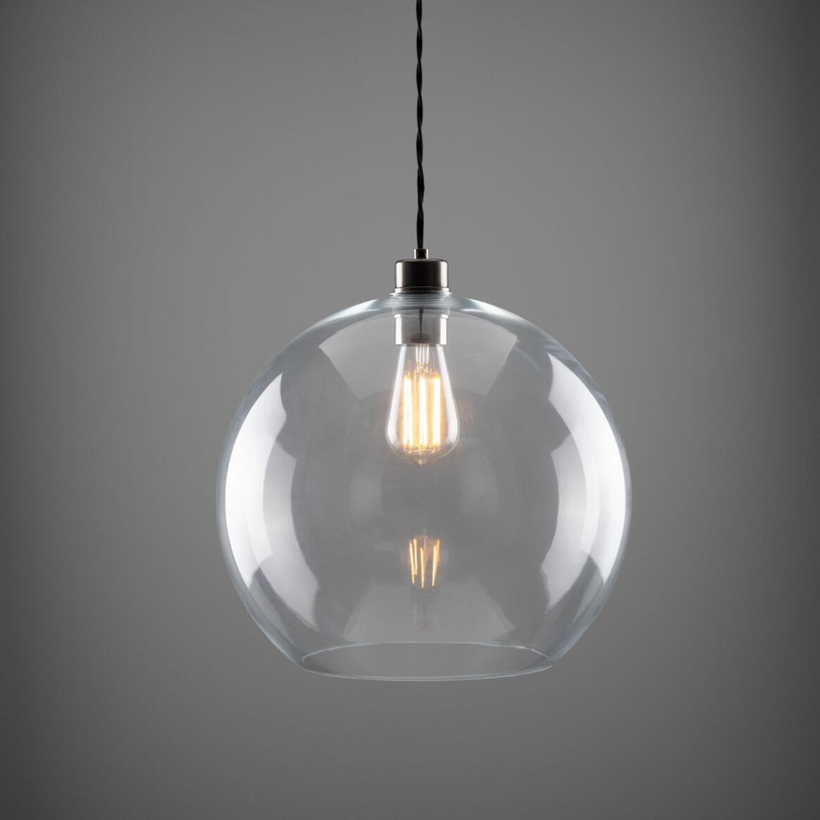 Eden Large Clear Open Glass Globe Pendant Light 35cm