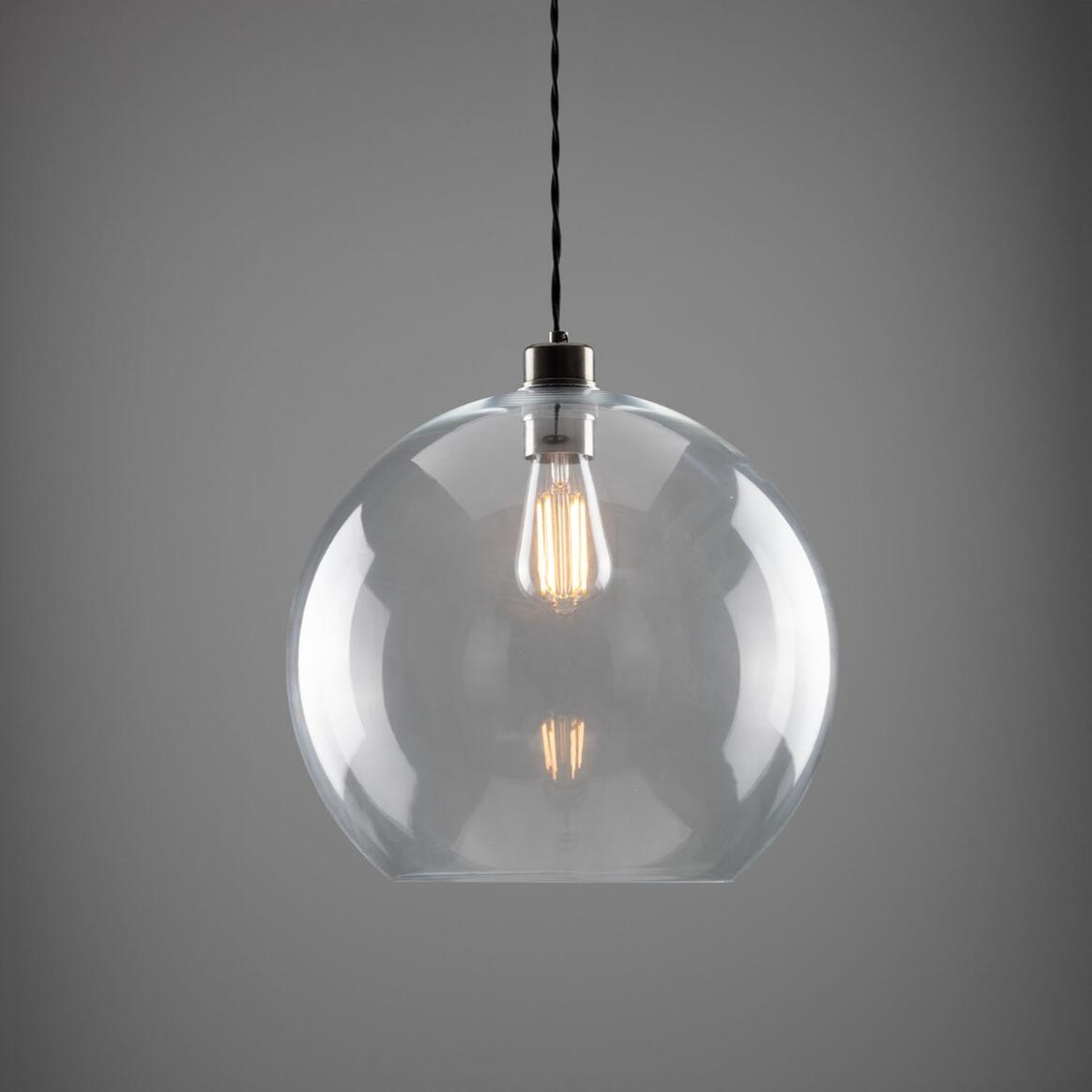 Eden Large Clear Open Glass Globe Pendant Light 35cm