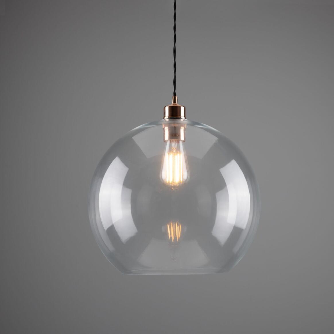 Eden Large Clear Open Glass Globe Pendant Light 35cm