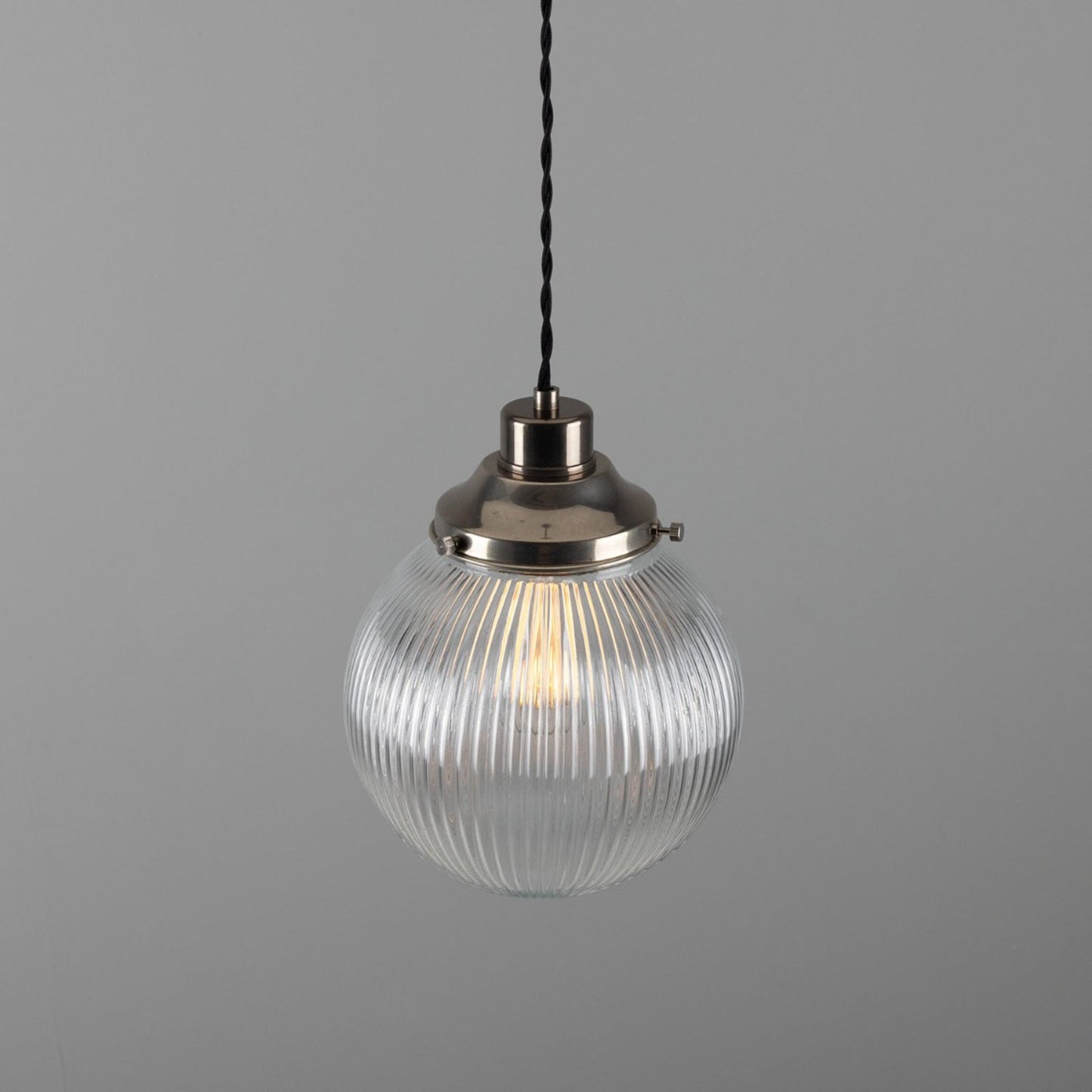 Stanley Small Holophane Glass Globe Pendant Light 20cm