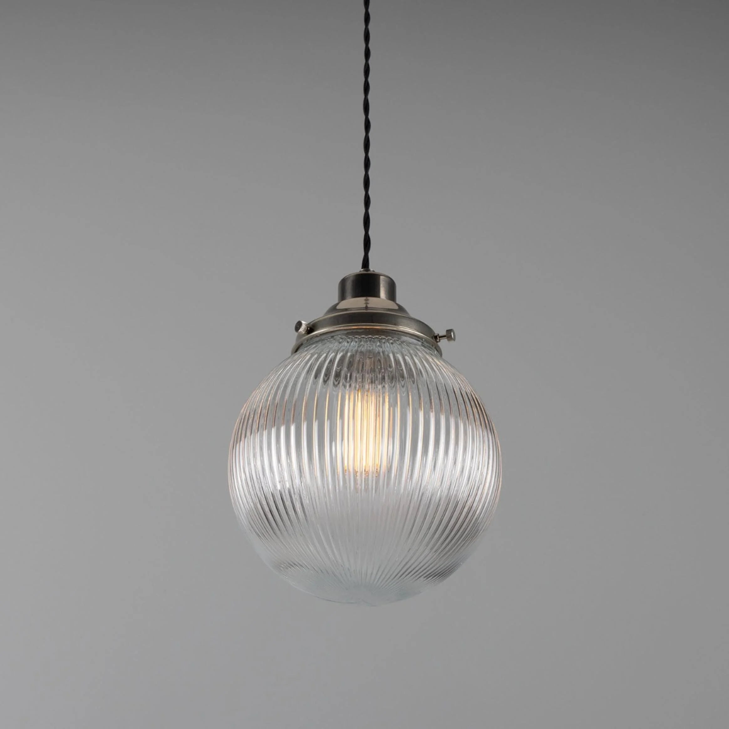 Stanley Small Holophane Glass Globe Pendant Light 20cm