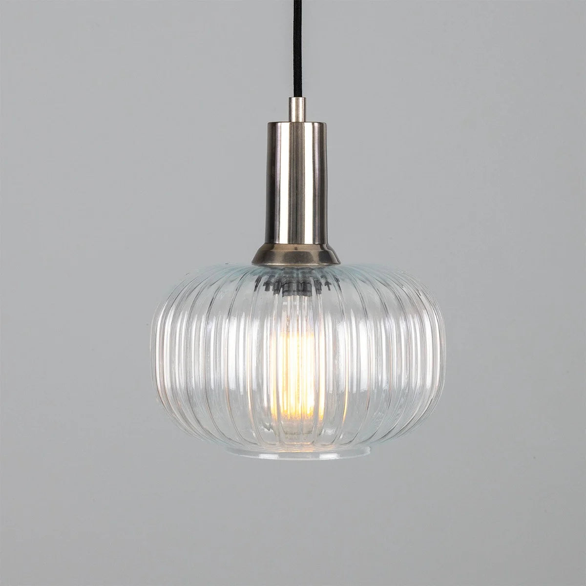 Nehir Reeded Glass and Brass Pendant 20cm