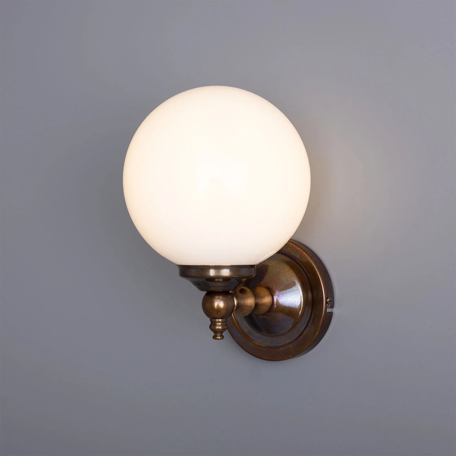 Cloghan Traditional Brass and Opal Glass Globe Wall Light 14cm