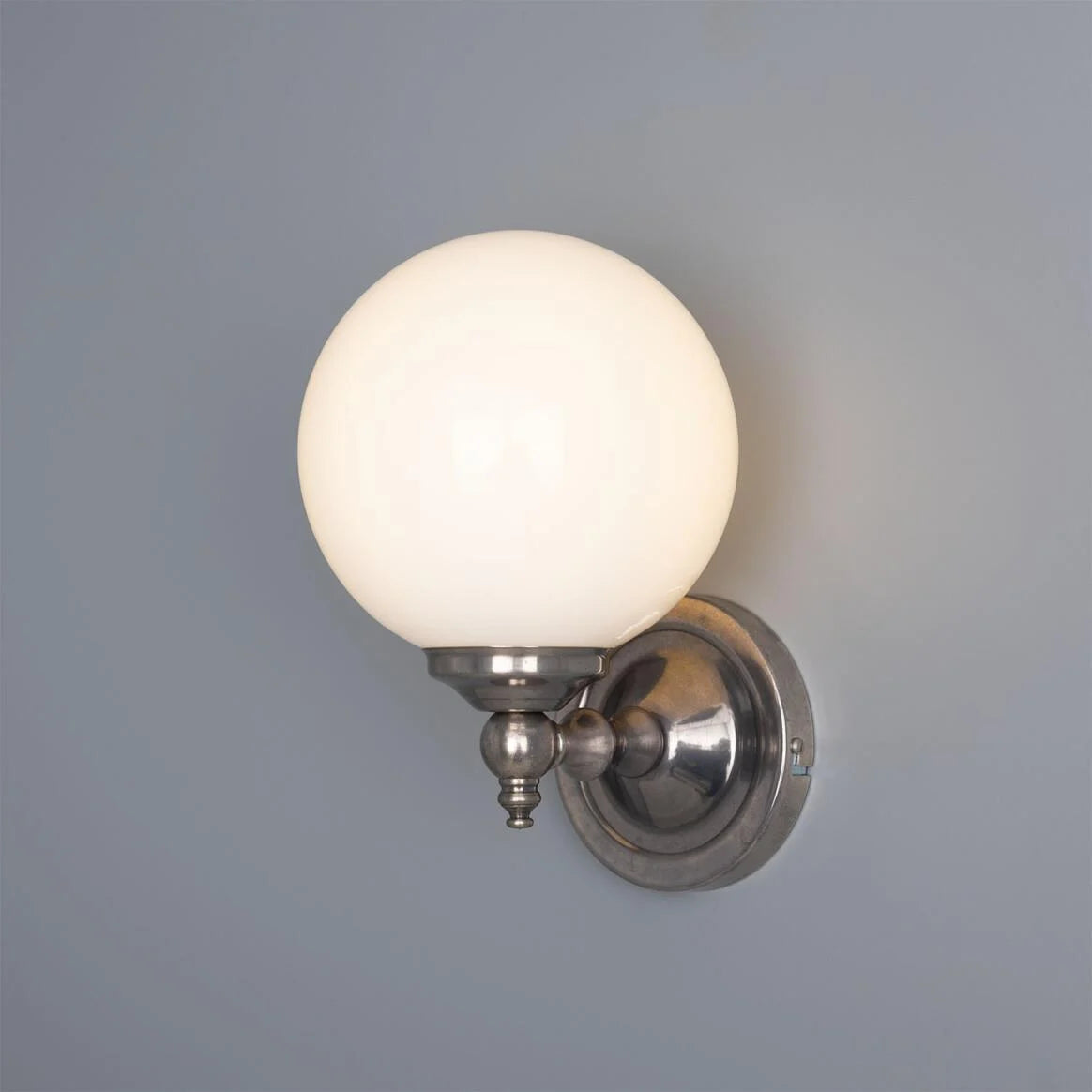 Cloghan Traditional Brass and Opal Glass Globe Wall Light 14cm