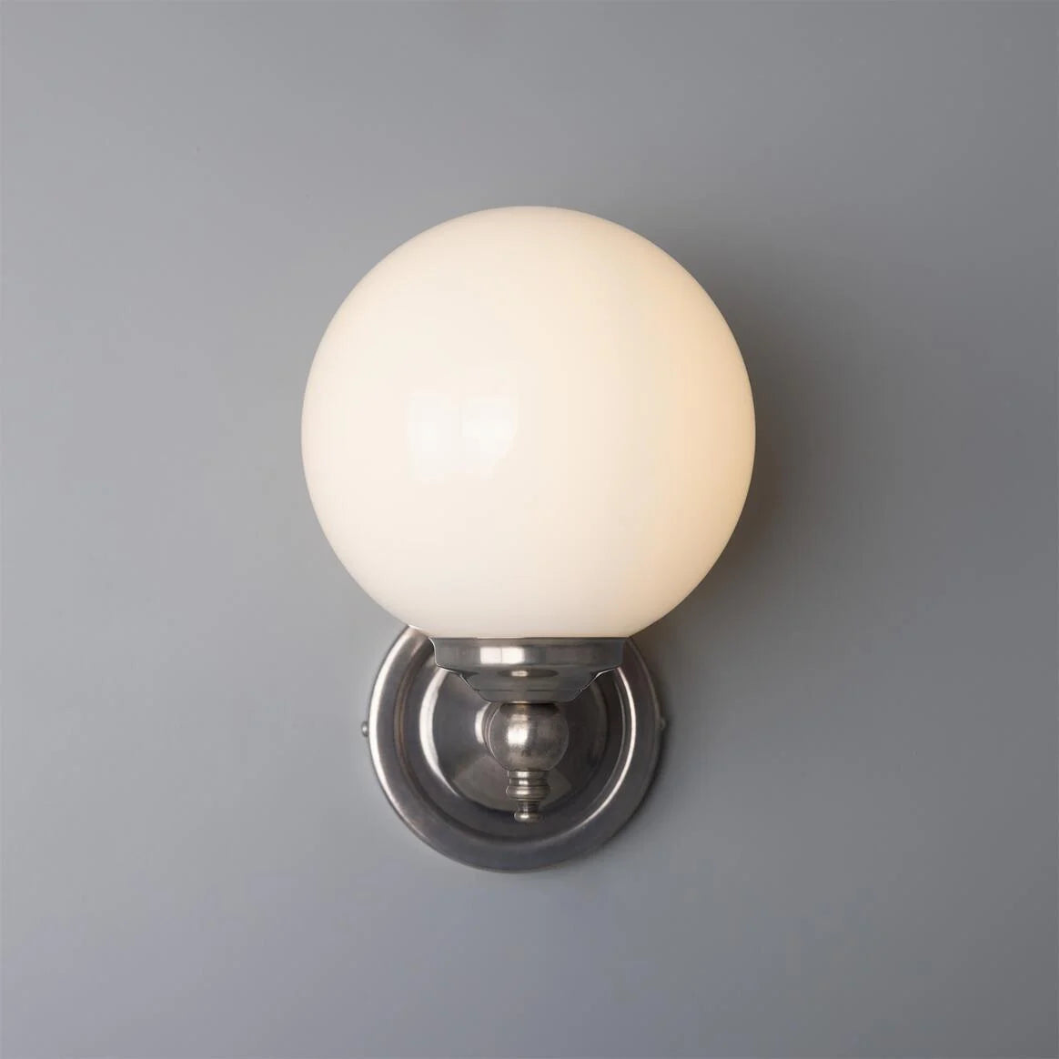 Cloghan Traditional Brass and Opal Glass Globe Wall Light 14cm