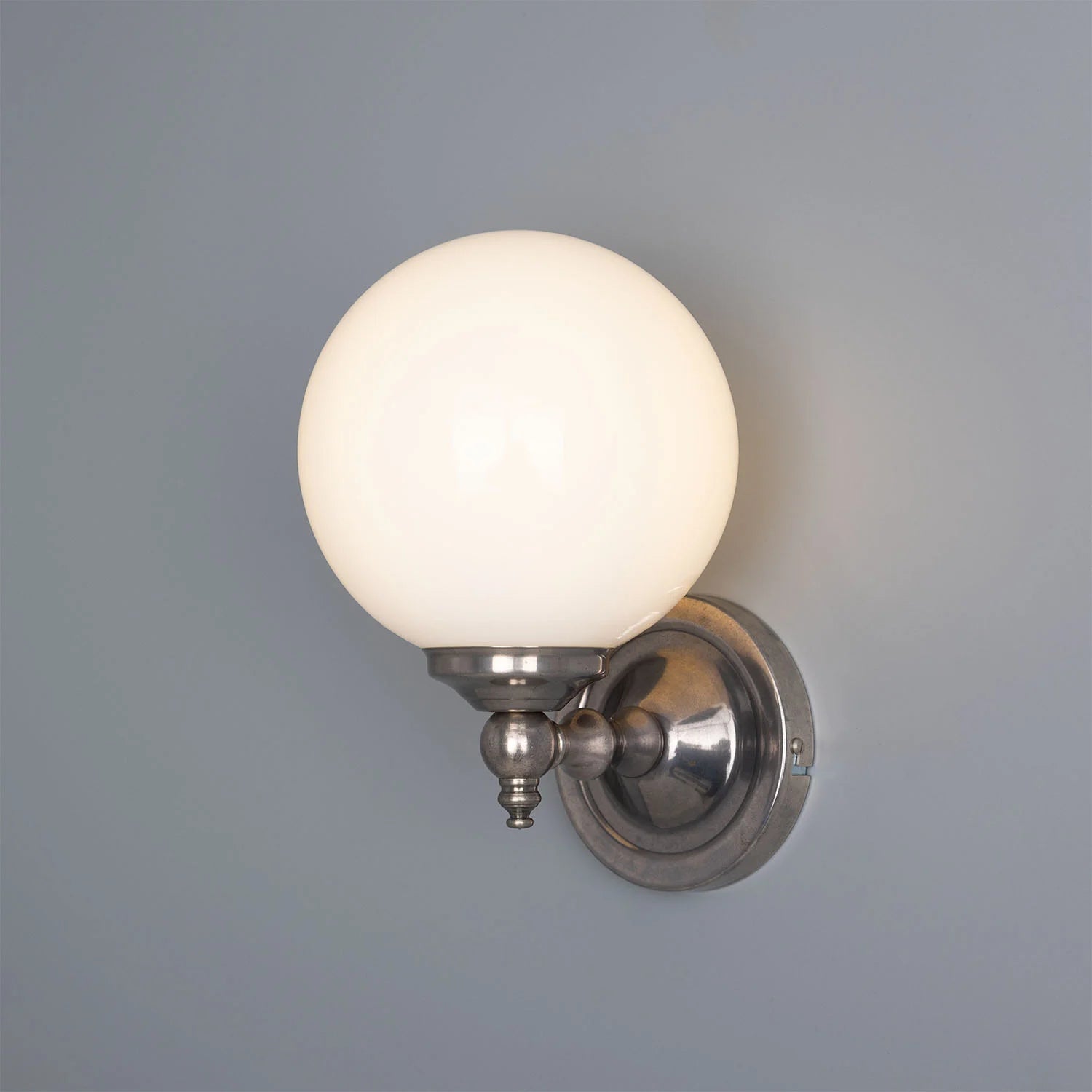 Cloghan Traditional Brass and Opal Glass Globe Wall Light 14cm