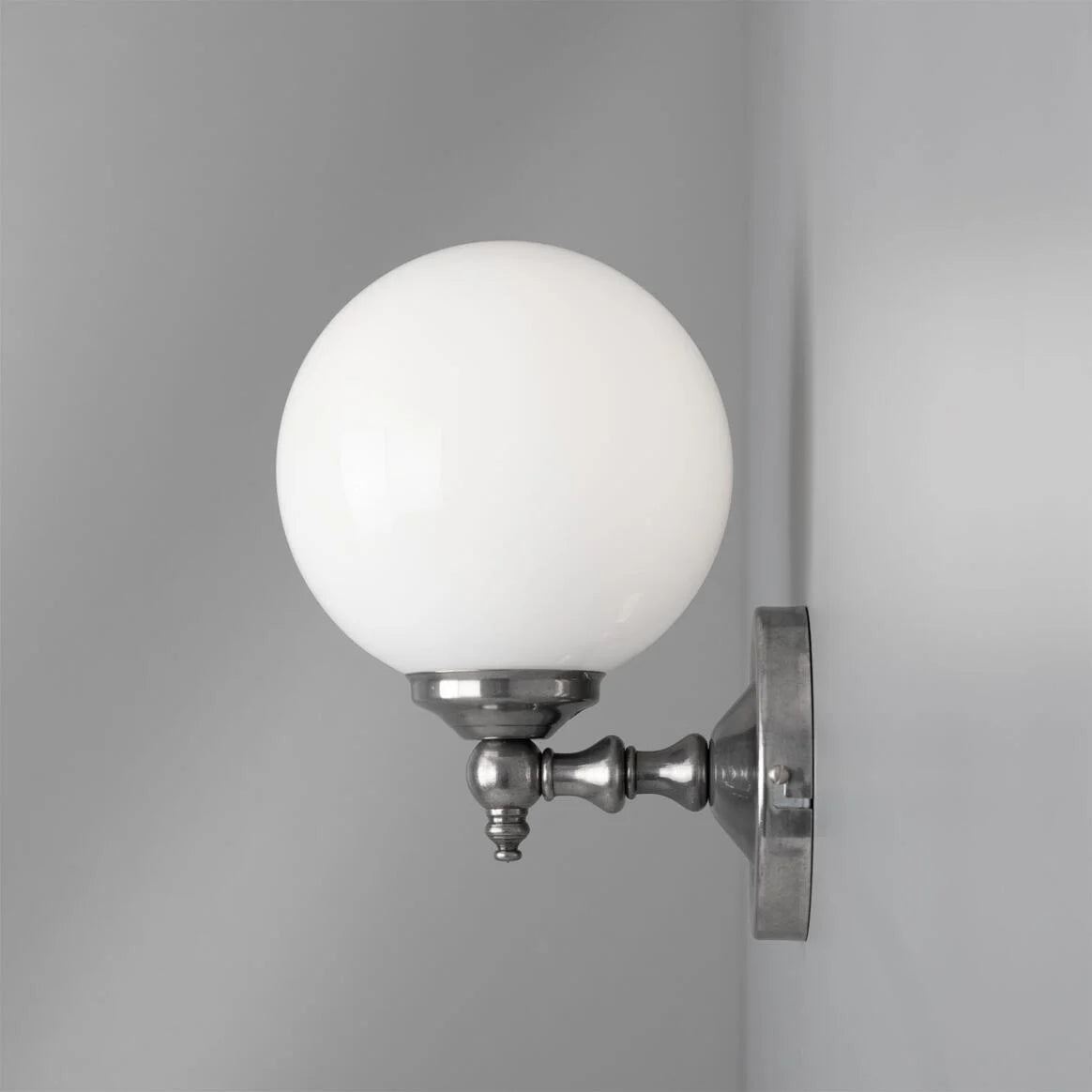 Cloghan Traditional Brass and Opal Glass Globe Wall Light 14cm