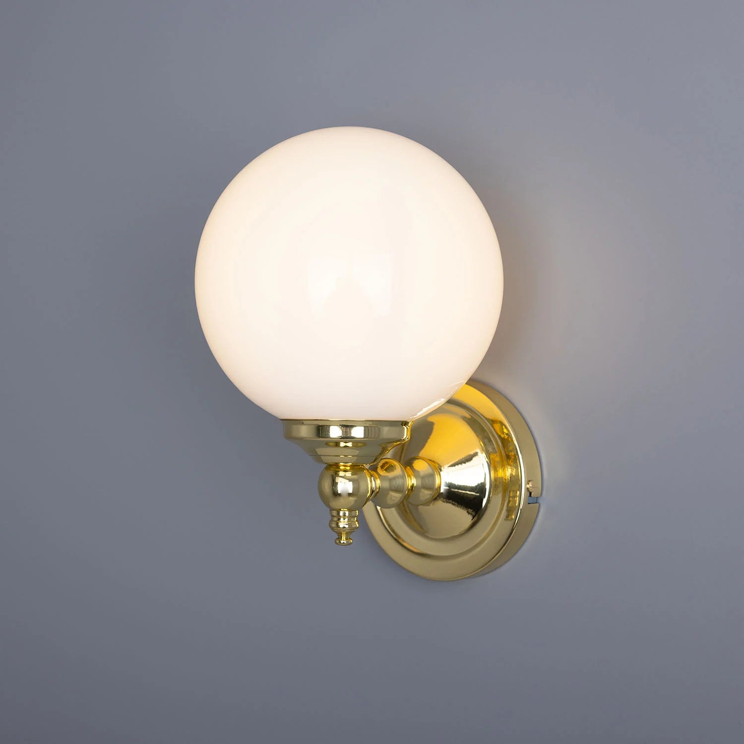 Cloghan Traditional Brass and Opal Glass Globe Wall Light 14cm