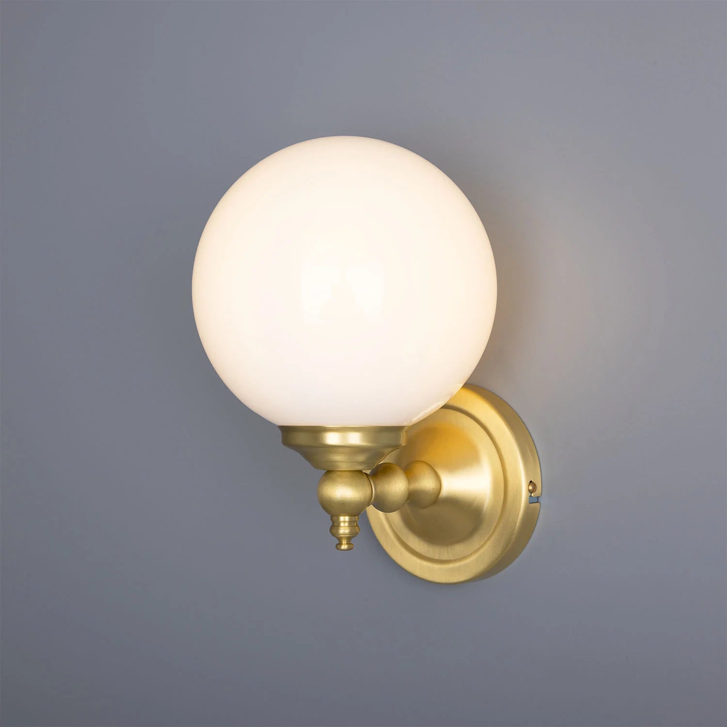 Cloghan Traditional Brass and Opal Glass Globe Wall Light 14cm