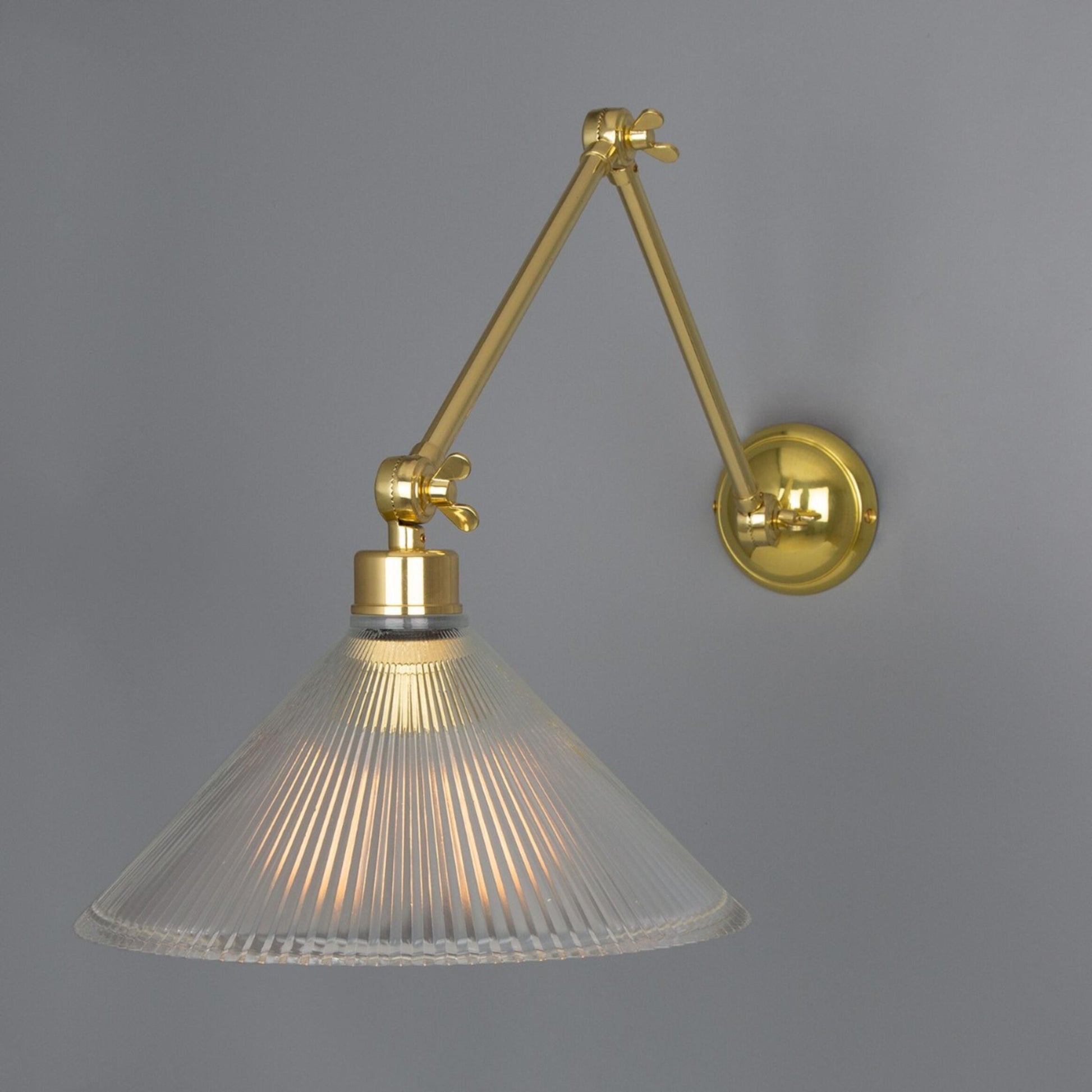 Rebell Adjustable Arm Wall Light with Prismatic Glass Shade, product shot