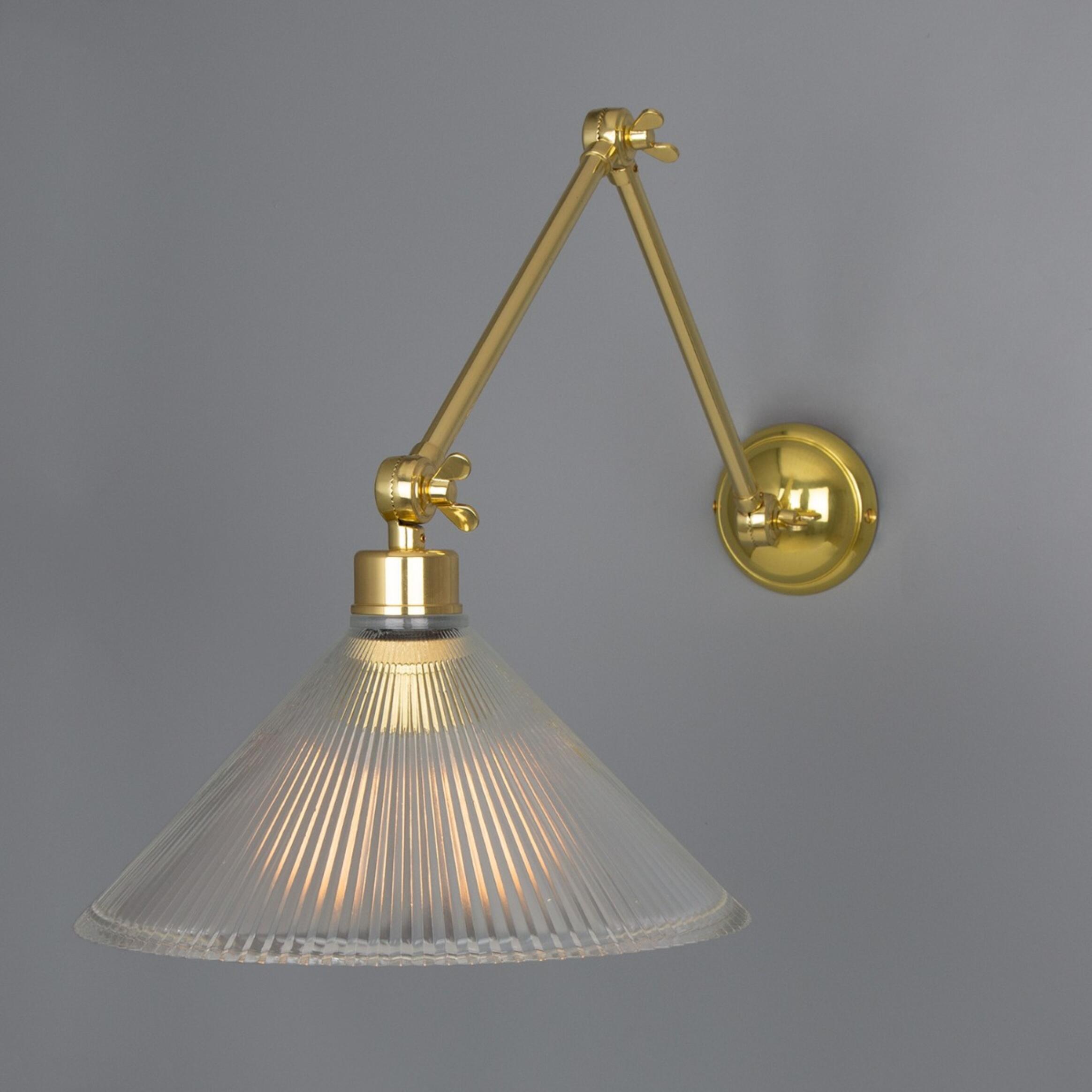 Rebell Adjustable Arm Wall Light with Prismatic Glass Shade, product shot