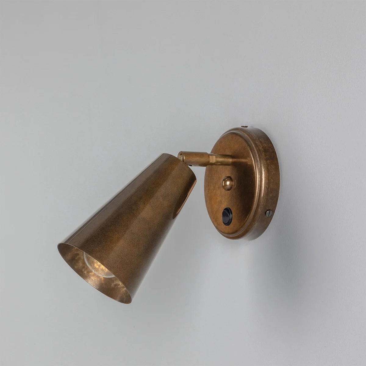 Cashel Adjustable Brass Cone Wall Light 12cm