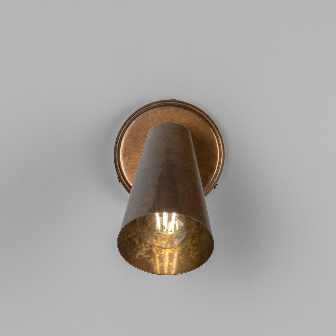 Cashel Adjustable Brass Cone Wall Light 12cm