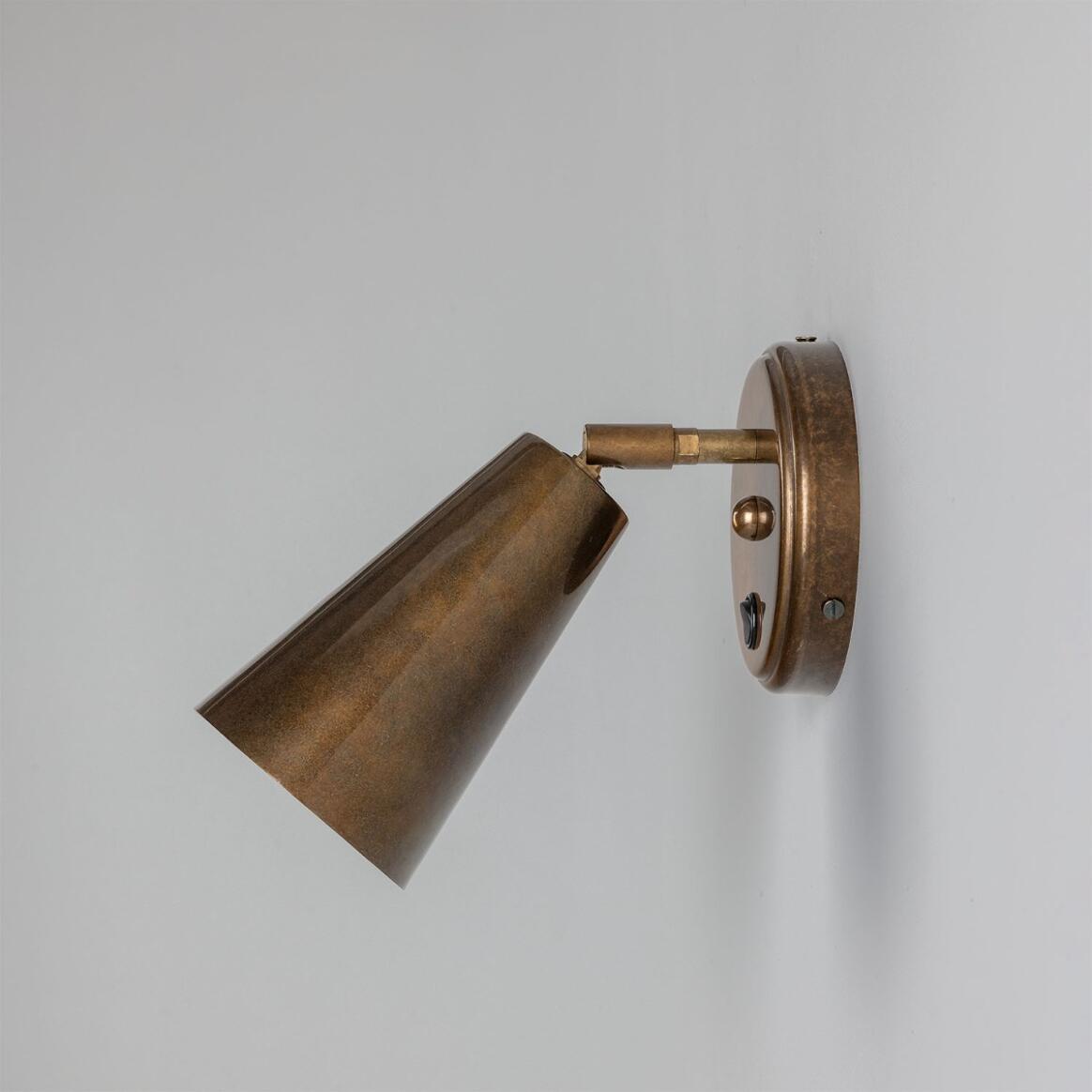 Cashel Adjustable Brass Cone Wall Light 12cm