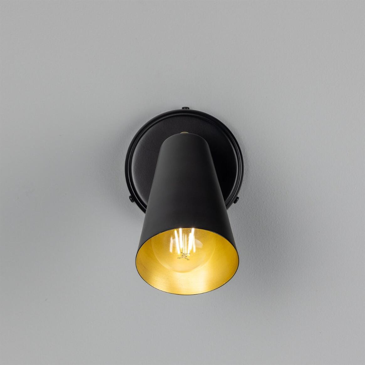Cashel Adjustable Brass Cone Wall Light 12cm