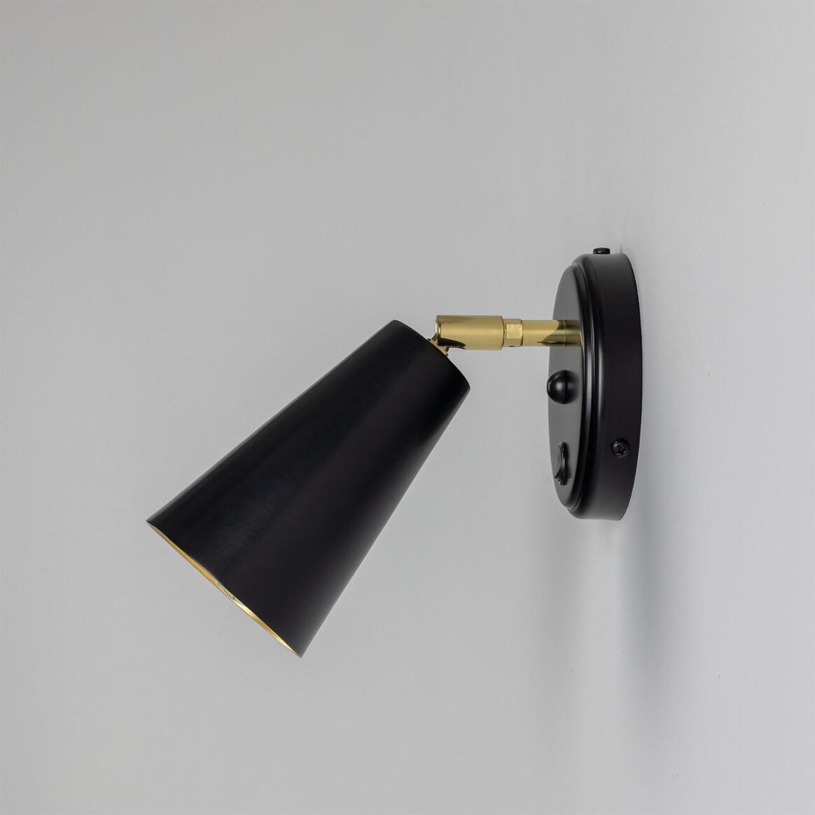 Cashel Adjustable Brass Cone Wall Light 12cm