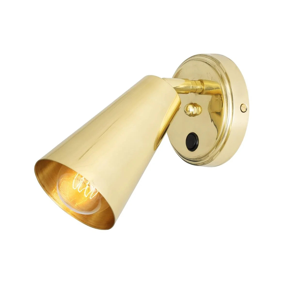 Cashel Adjustable Brass Cone Wall Light 12cm